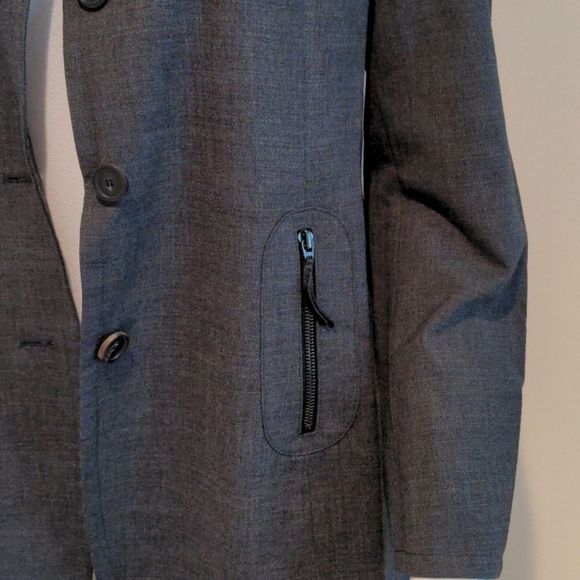 Akris Blazer Charcoal Gray Wool Zipper Pockets Size 8 - Picture 3 of 8